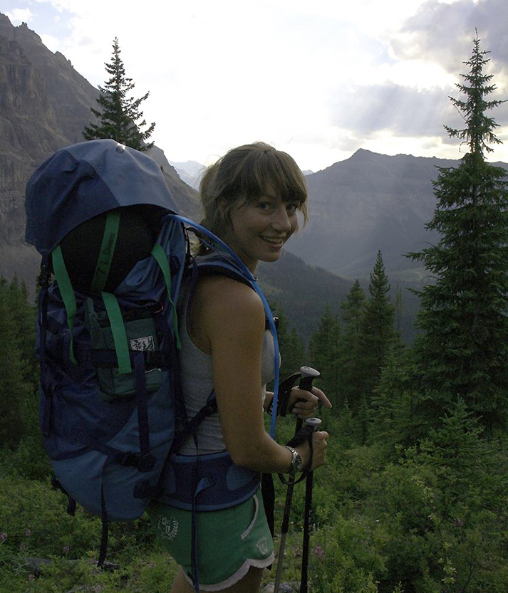 A happy camper during a guided backpacking trip into Banff National Park