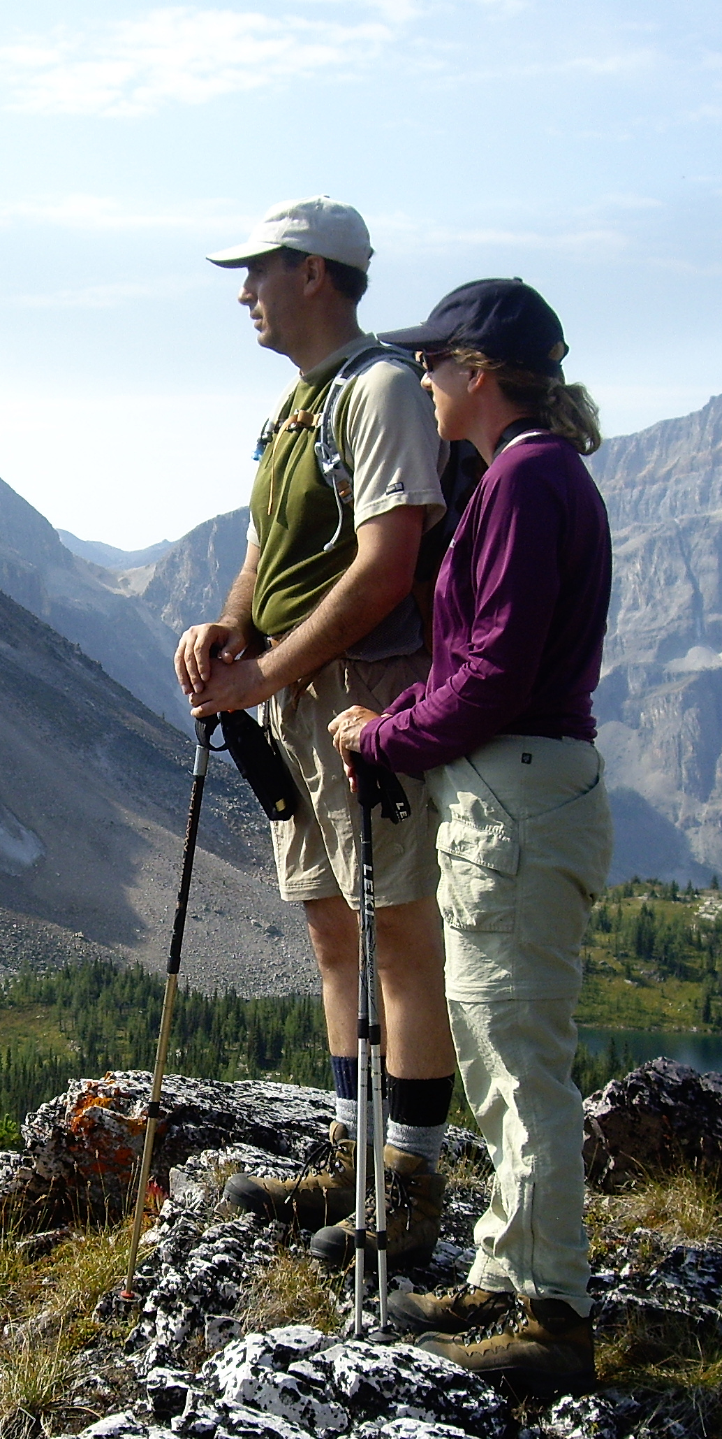 Hikers enjoying the Rocky Mountain view during a guided hike in Banff National Park
